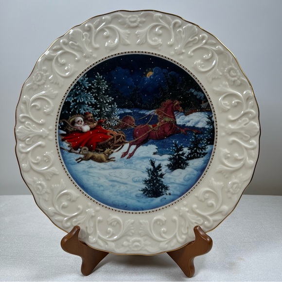 Lenox China Midnight Sleigh Ride Charger Plate First Annual - Picture 1 of 6